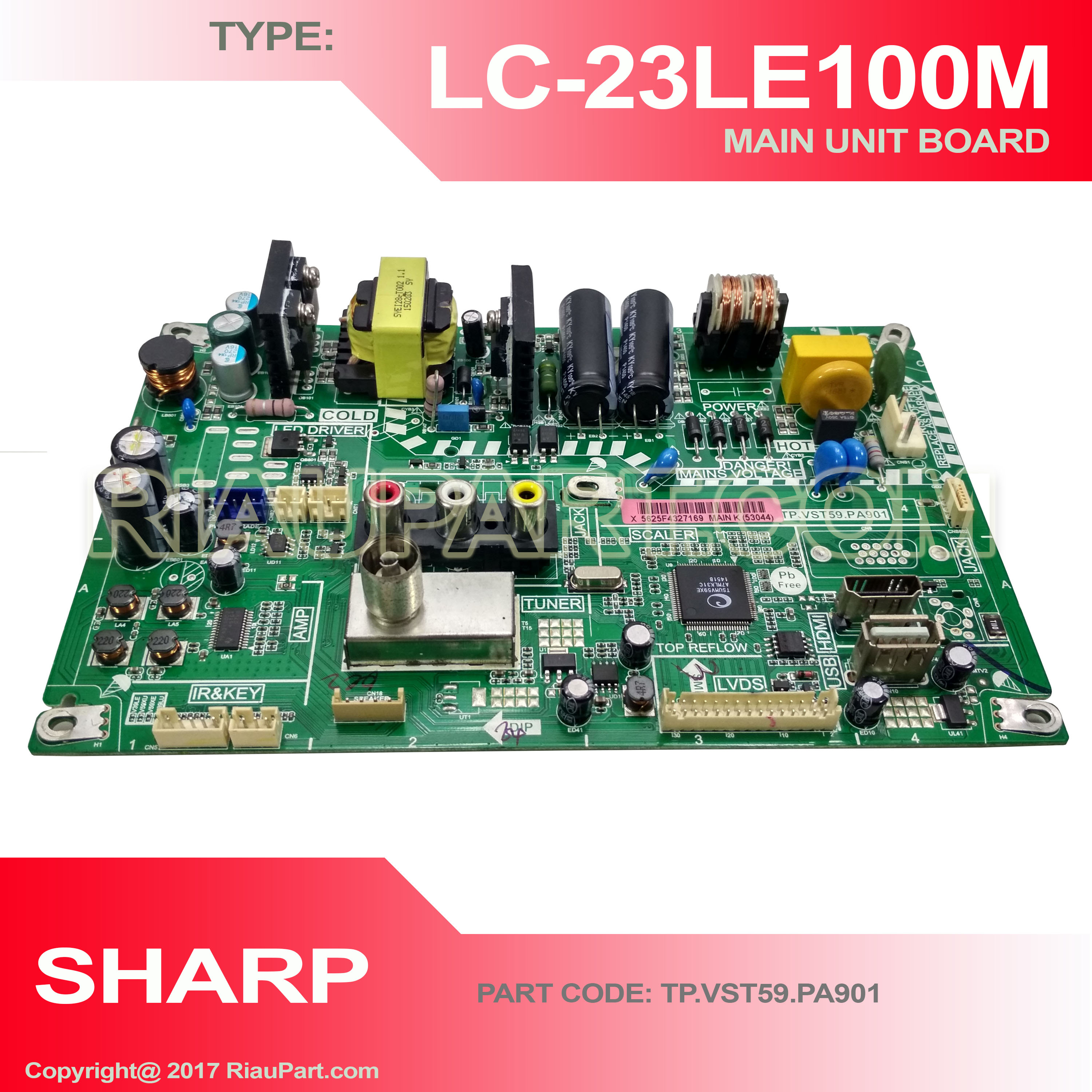 MAINBOARD MESIN TV LED SHARP LC-23LE100M TP.VST59.PA901 9JD1564200042