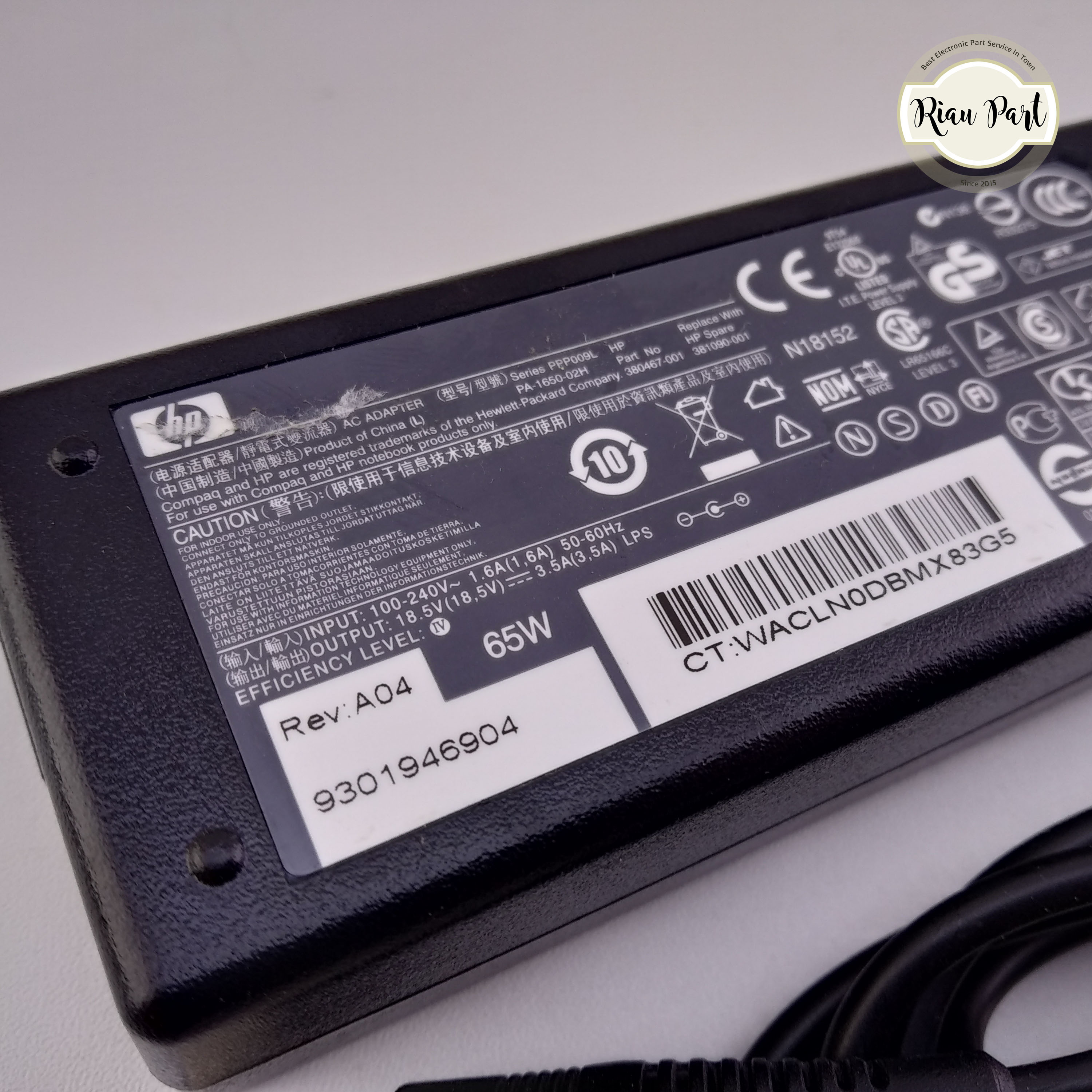 Adaptor Charger Laptop HP Pavilion compaq 18.5v - 3.5a kepala kecil